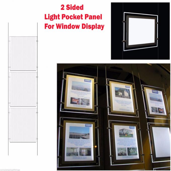 掛かるA4水晶LEDのライト ボックス ポスター フレームの旅行会社の窓の表示