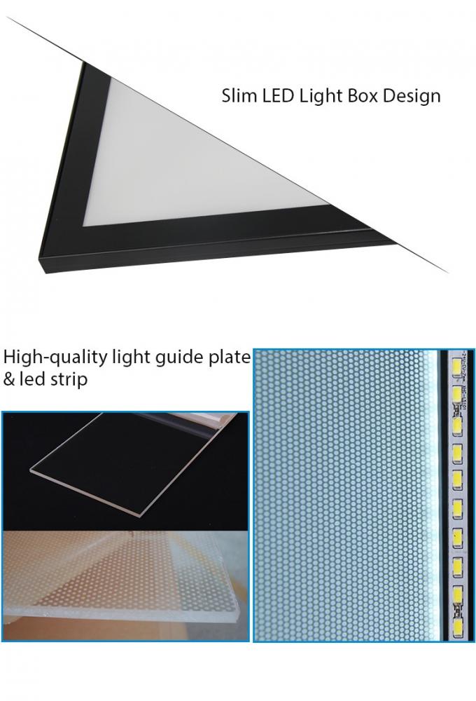 極度ライト ボックスの壁のアクリル磁気写真フレームを広告する15のmm LEDを細くして下さい